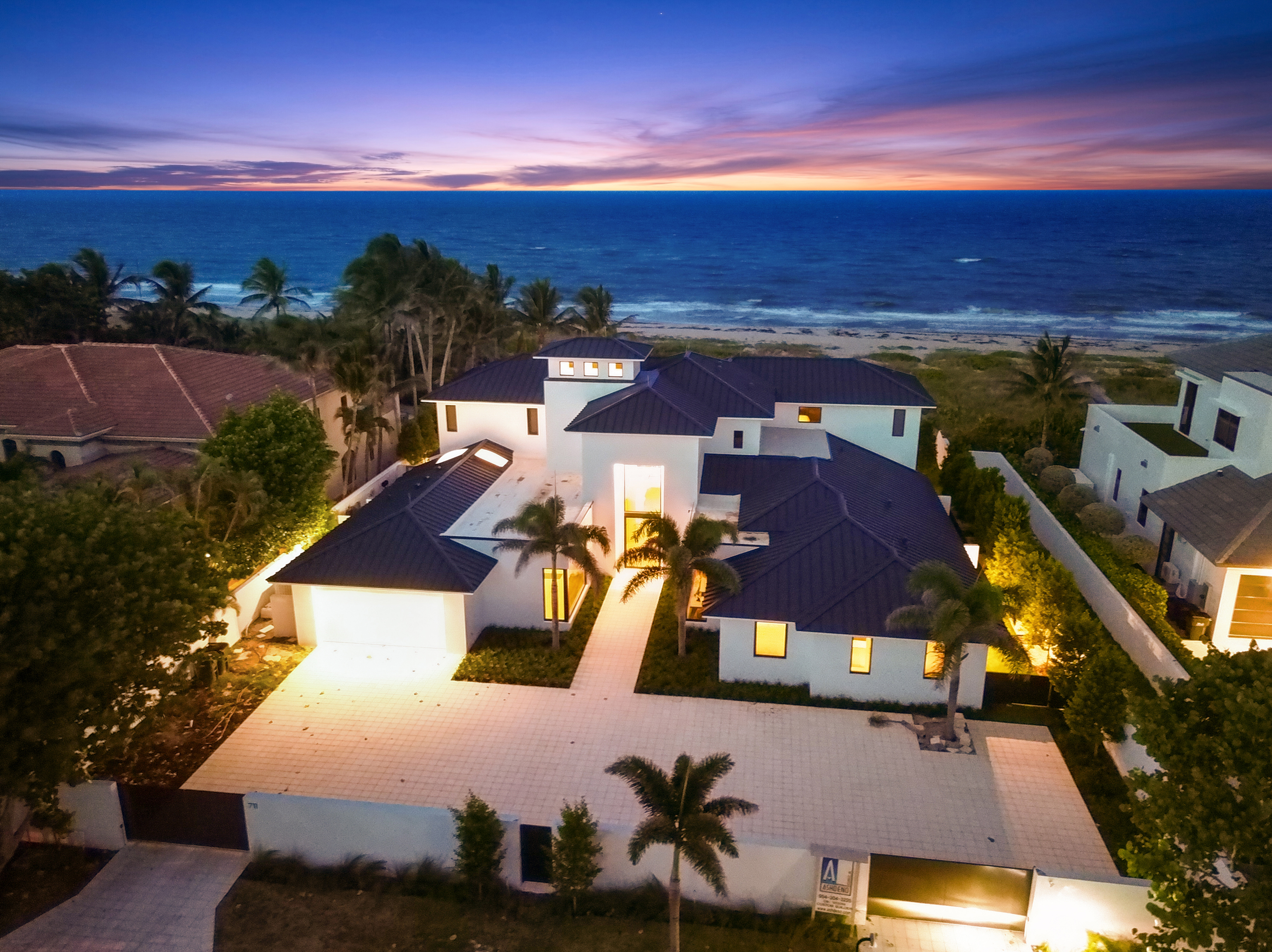 Exterior lighting at dusk